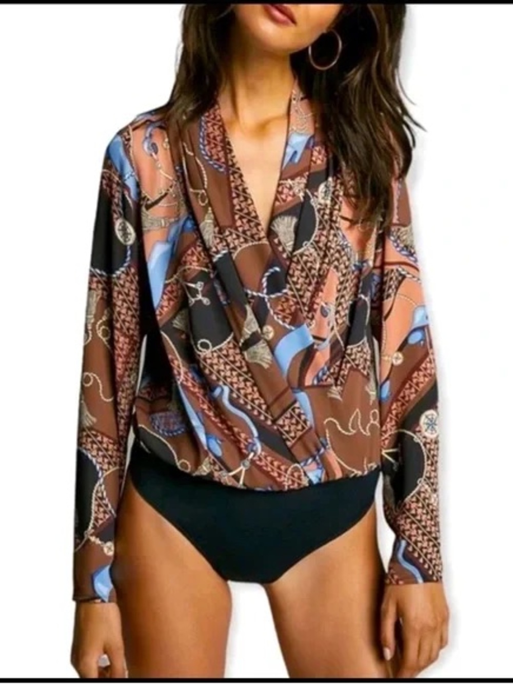 Babaton Ambrose Longsleeve Baroque Print Blouse Bodysuit Aritzia